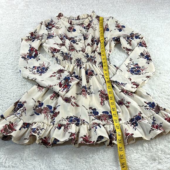 FLNN cream and floral print fit and flare long sleeved dress, size XL - Picture 4 of 9